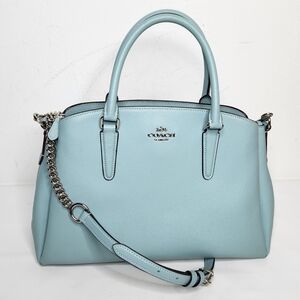 Coach F28976 Blue Crossgrain Leather Sage Carryall Shoulder Crossbody Bag Purse